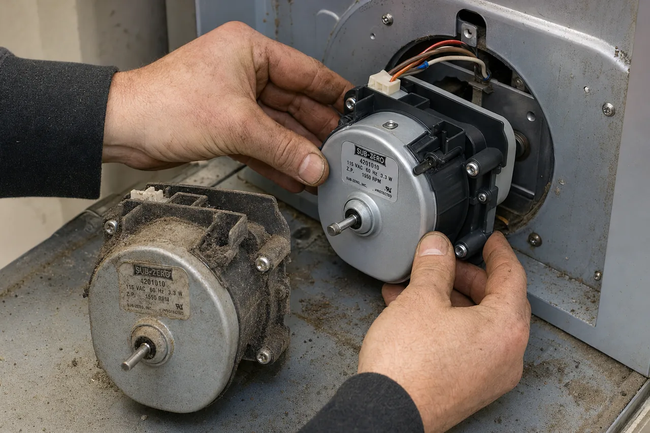 Close-up of an OEM appliance part replacement